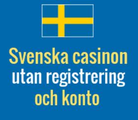 En svensk flagga över texten "Svenska casinon utan registrering och konto."